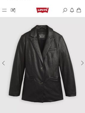 Levi's Black Leather Single-Breasted Blazer